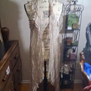 Anthropologie Areve Beige Lace Duster Cardigan Small